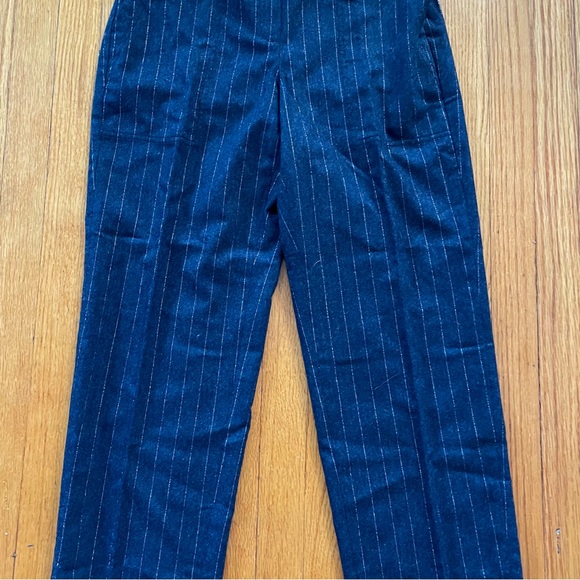 Lafayette 148 Navy Pinstriped Wool Pants with Elastic Waistband. Size S. NWT - Picture 3 of 10